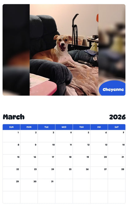 November 2025 - October 2026 Cheyenne - Pawidols Pet Calendar