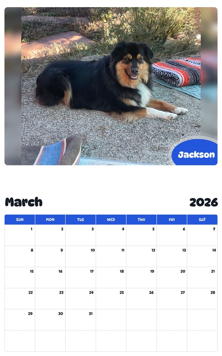 November 2025 - October 2026 Jackson - Pawidols Pet Calendar