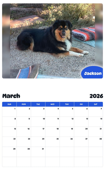 November 2025 - October 2026 Jackson - Pawidols Pet Calendar