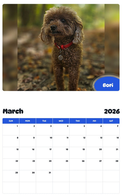 November 2025 - October 2026 Bori - Pawidols Pet Calendar