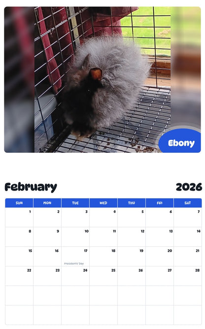 November 2025 - October 2026 Ebony - Pawidols Pet Calendar