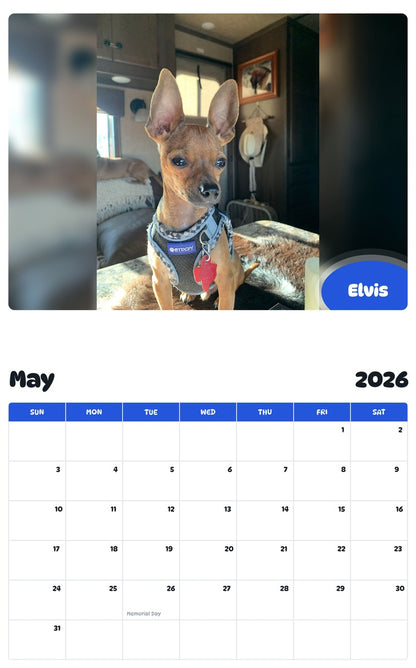 2026 - 2027 Elvis - Pawidols Pet Calendar