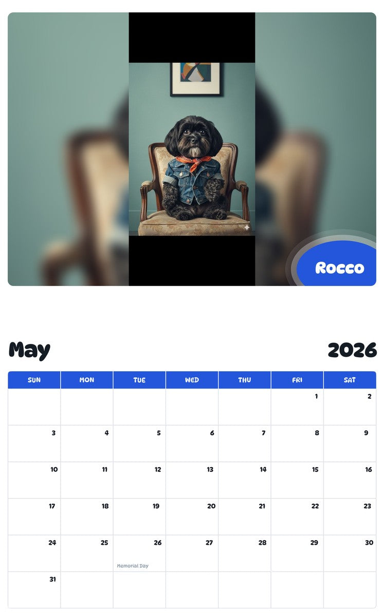 2026 - 2027 Rocco - Pawidols Pet Calendar