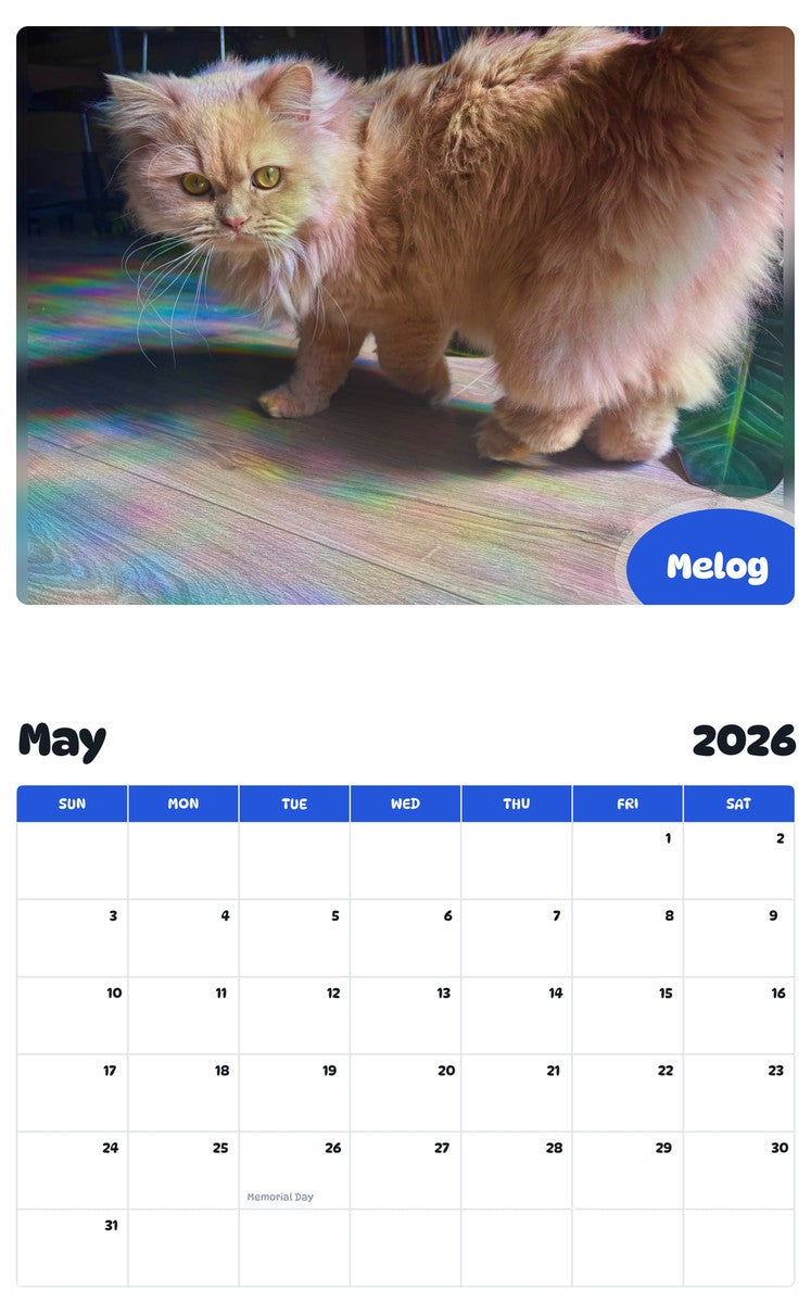 2026 - 2027 Melog - Pawidols Pet Calendar