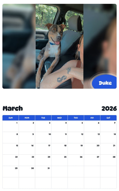 November 2025 - October 2026 Duke - Pawidols Pet Calendar