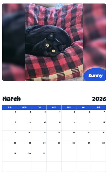 November 2025 - October 2026 Sunny - Pawidols Pet Calendar