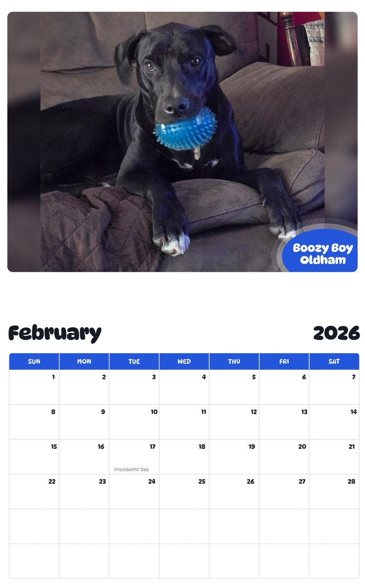 October 2025 - September 2026 Boozy Boy Oldham - Pawidols Pet Calendar