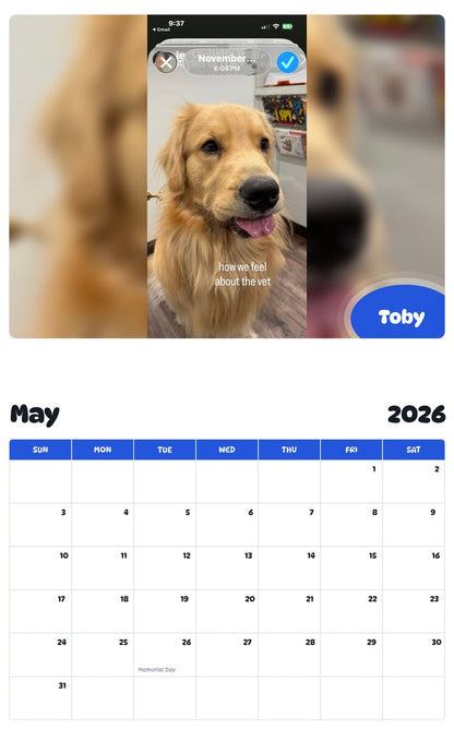 2026 - 2027 Toby - Pawidols Pet Calendar