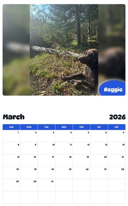November 2025 - October 2026 Reggie - Pawidols Pet Calendar