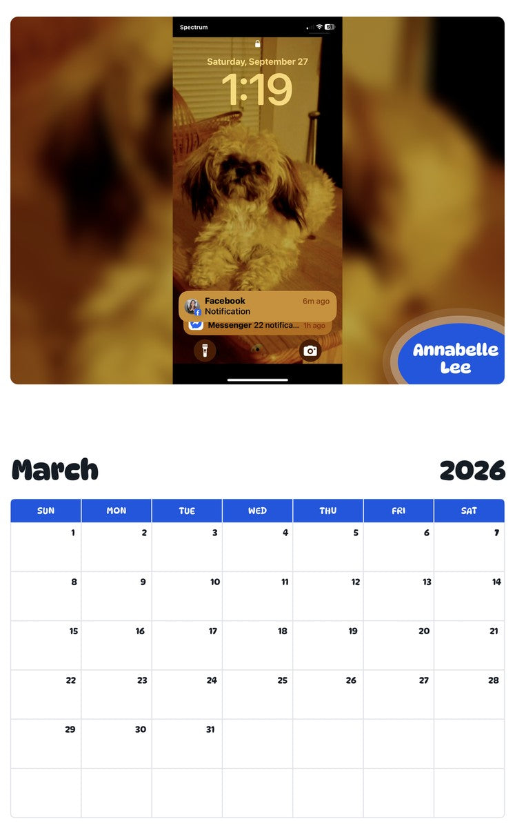 November 2025 - October 2026 Annabelle Lee - Pawidols Pet Calendar