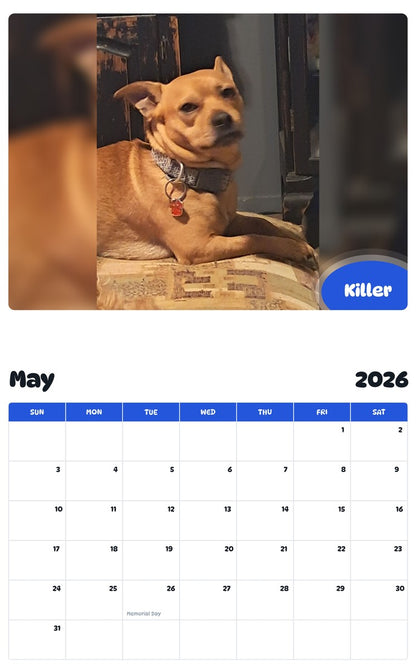 2026 - 2027 Killer - Pawidols Pet Calendar
