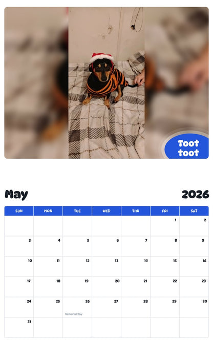 2026 - 2027 Toot toot - Pawidols Pet Calendar