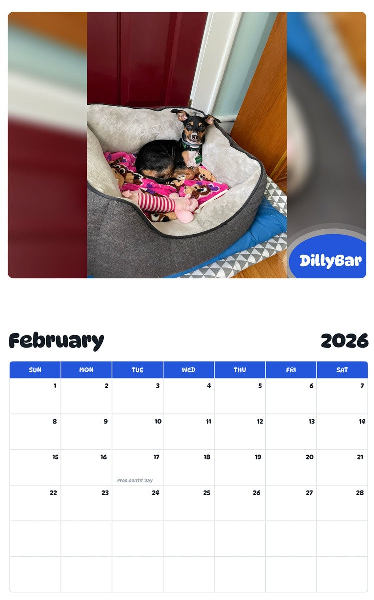 October 2025 - September 2026 DillyBar - Pawidols Pet Calendar