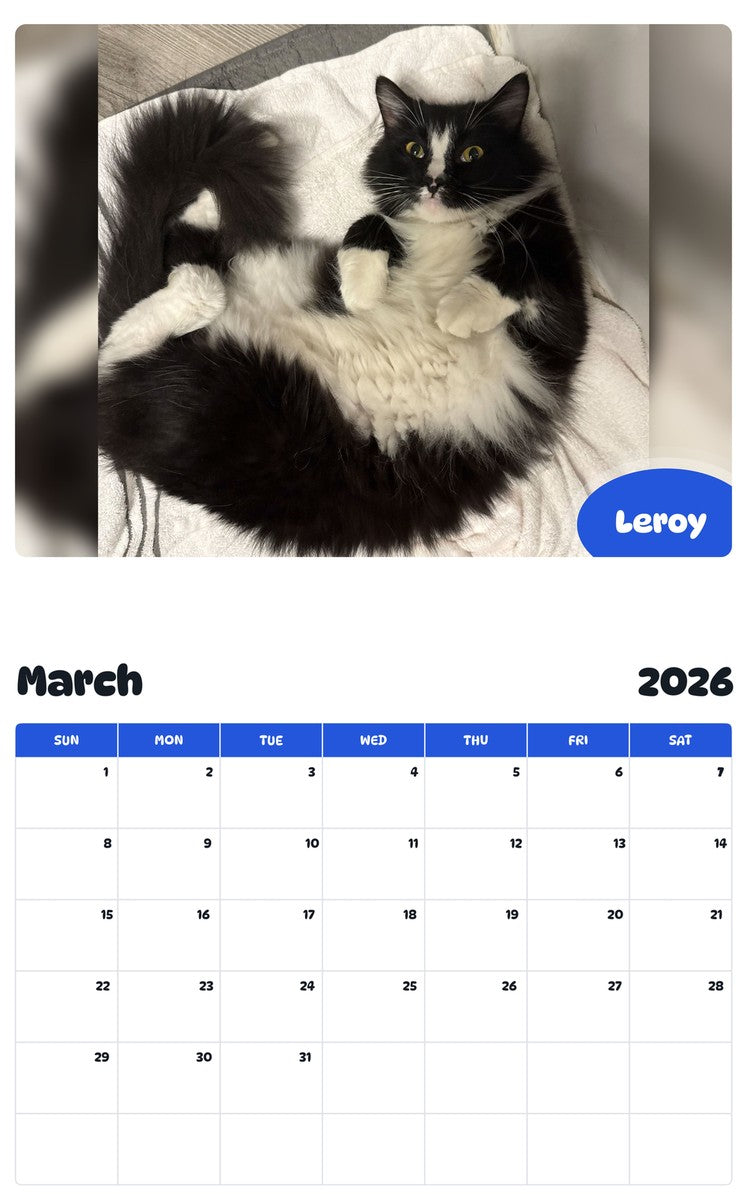 November 2025 - October 2026 Leroy - Pawidols Pet Calendar