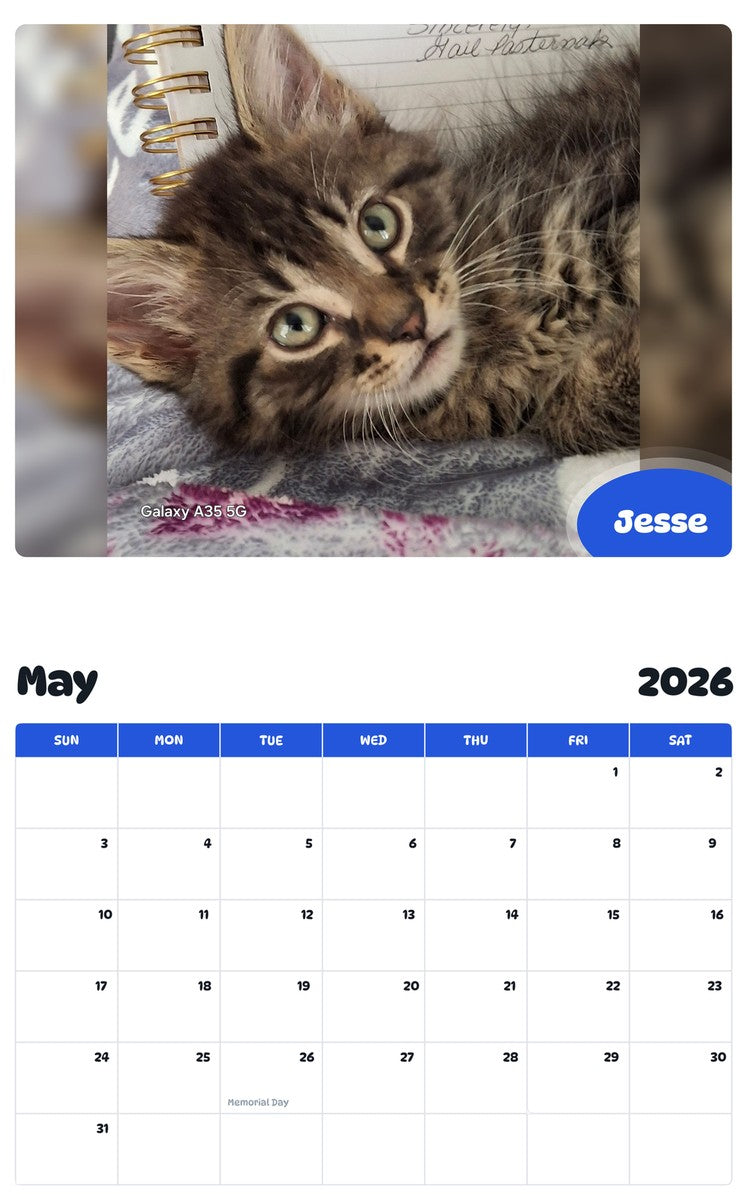 2026 - 2027 Jesse - Pawidols Pet Calendar