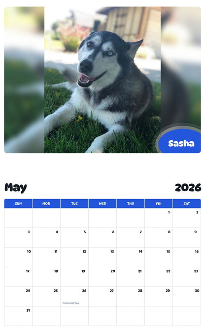 2026 - 2027 Sasha - Pawidols Pet Calendar