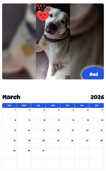 November 2025 - October 2026 Bud - Pawidols Pet Calendar