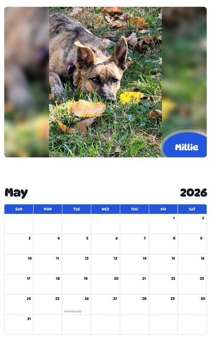 2026 - 2027 Millie - Pawidols Pet Calendar