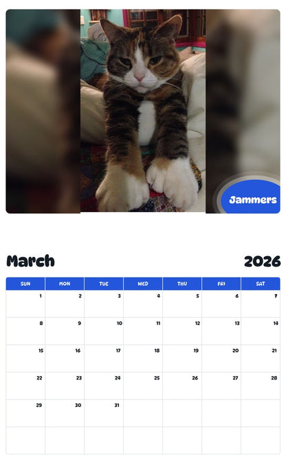 November 2025 - October 2026 Jammers - Pawidols Pet Calendar