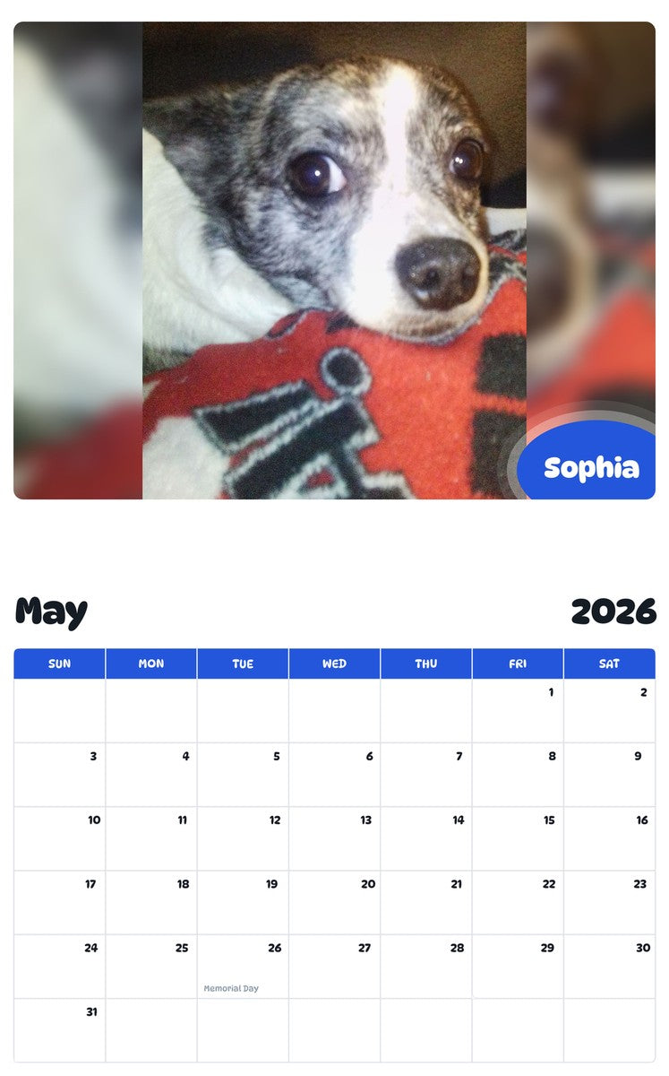 2026 - 2027 Sophia - Pawidols Pet Calendar