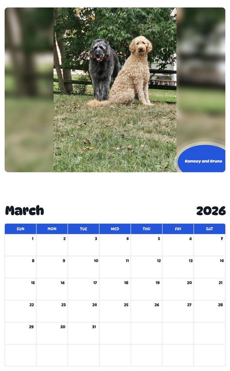 November 2025 - October 2026 Ramsey and Bruno - Pawidols Pet Calendar