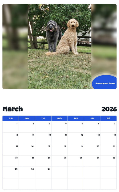 November 2025 - October 2026 Ramsey and Bruno - Pawidols Pet Calendar