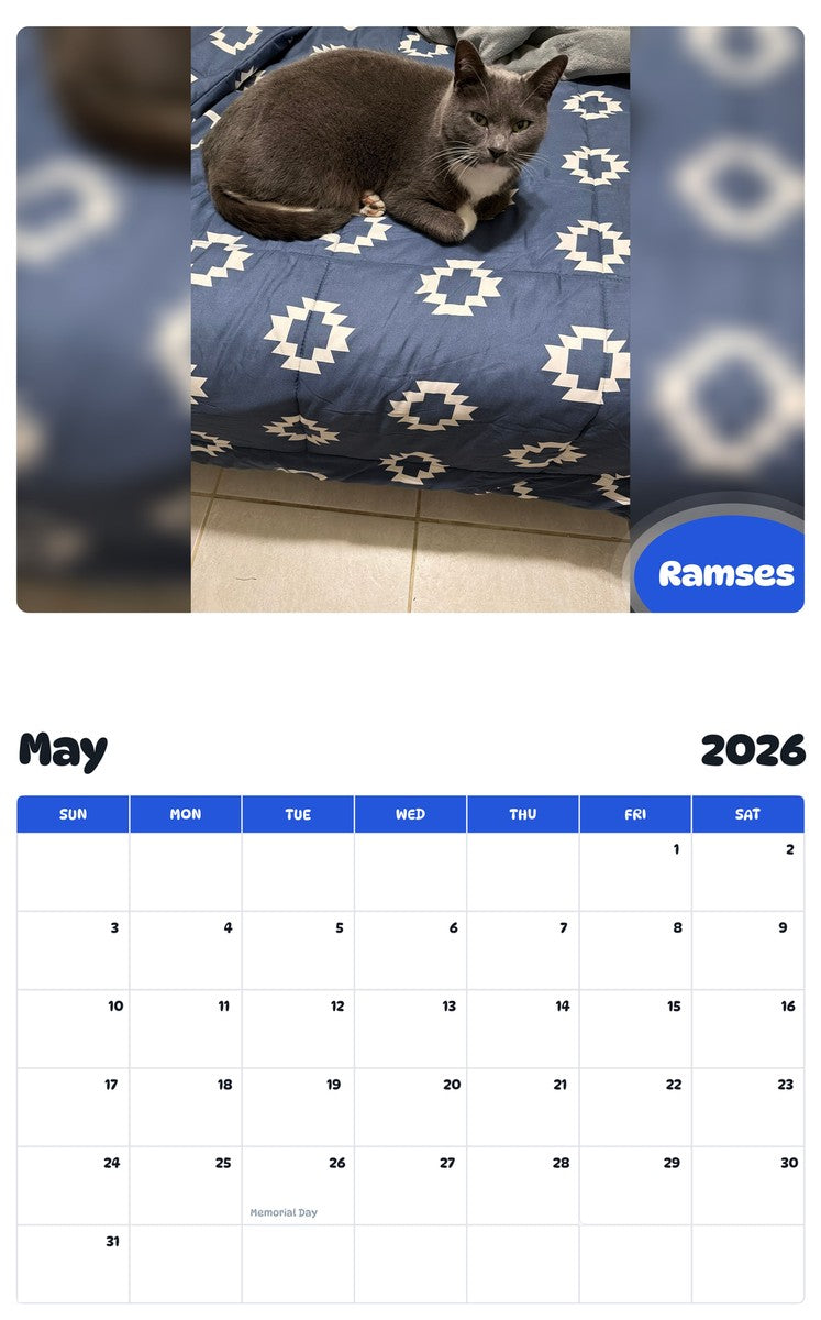 2026 - 2027 Ramses - Pawidols Pet Calendar