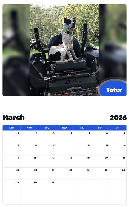 November 2025 - October 2026 Tater - Pawidols Pet Calendar