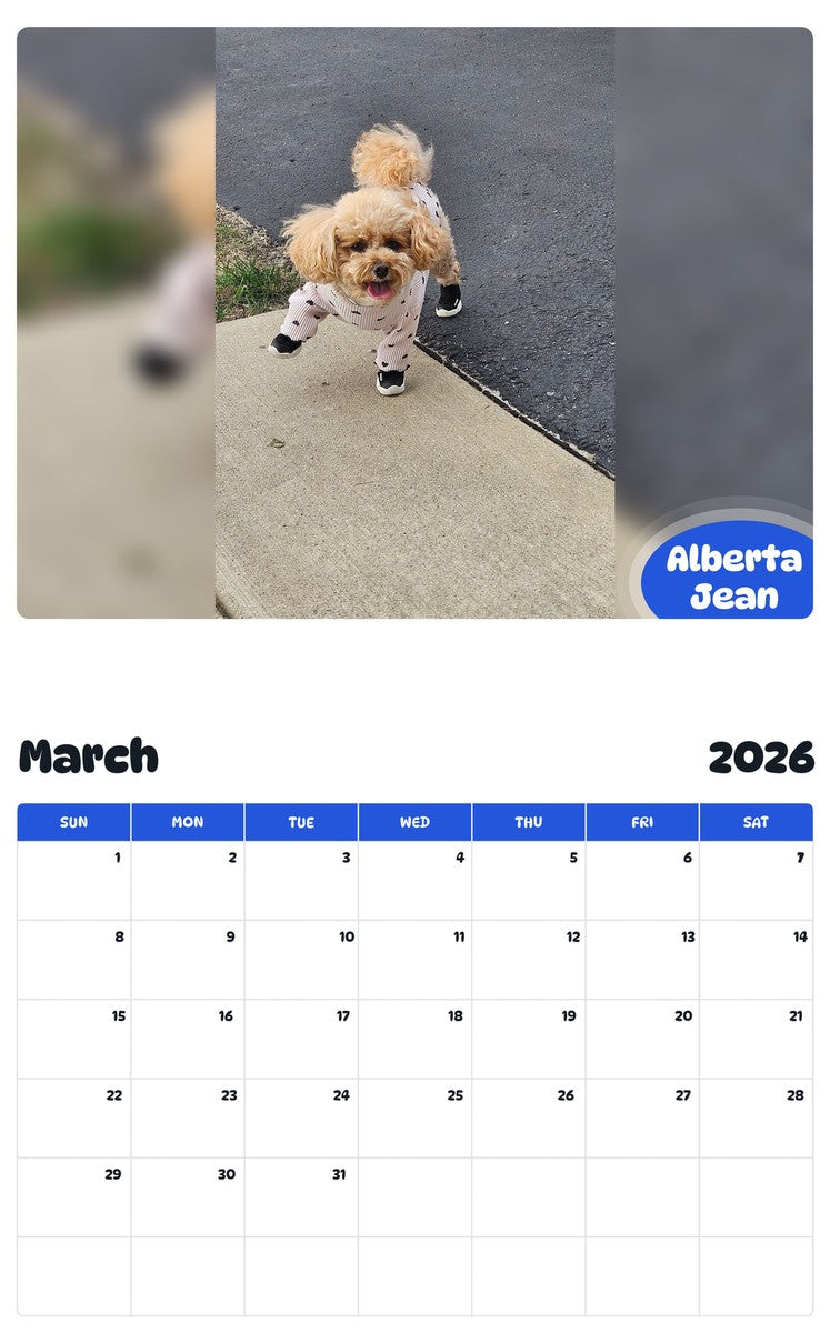 November 2025 - October 2026 Alberta Jean - Pawidols Pet Calendar