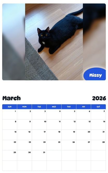 November 2025 - October 2026 Missy - Pawidols Pet Calendar