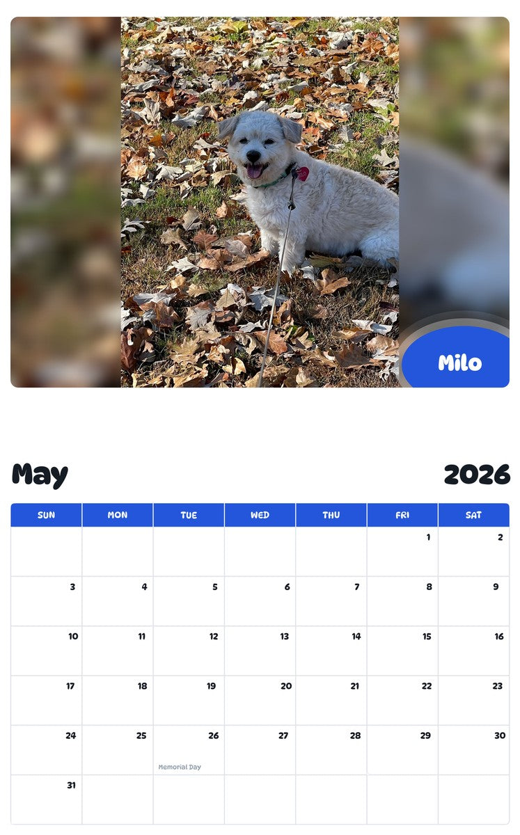 2026 - 2027 Milo - Pawidols Pet Calendar