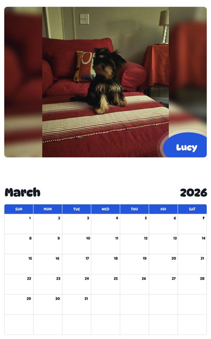 November 2025 - October 2026 Lucy - Pawidols Pet Calendar