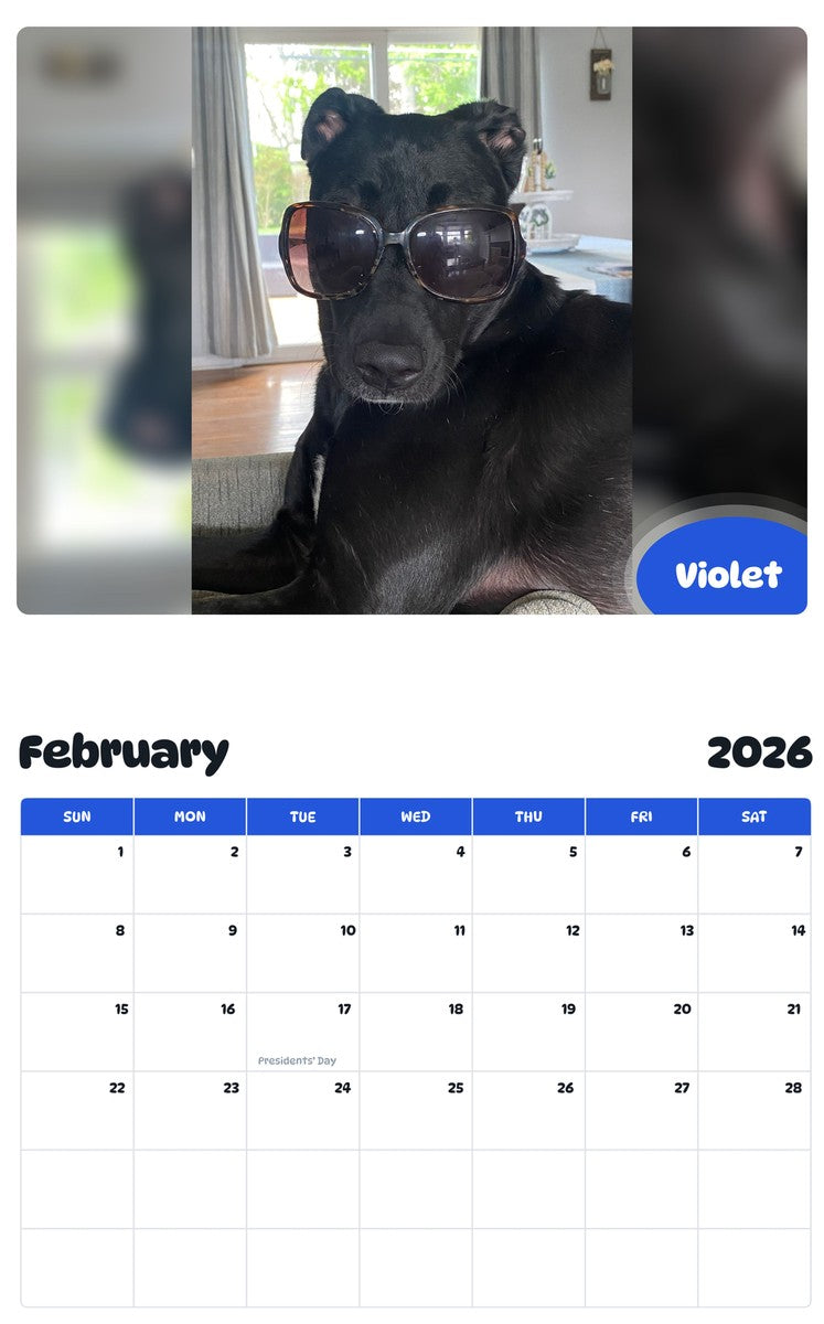 October 2025 - September 2026 Violet - Pawidols Pet Calendar
