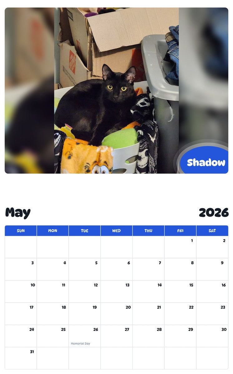 2026 - 2027 Shadow - Pawidols Pet Calendar