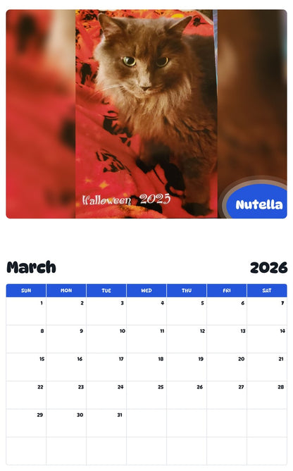 November 2025 - October 2026 Nutella - Pawidols Pet Calendar