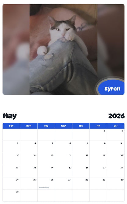 2026 - 2027 Syren - Pawidols Pet Calendar