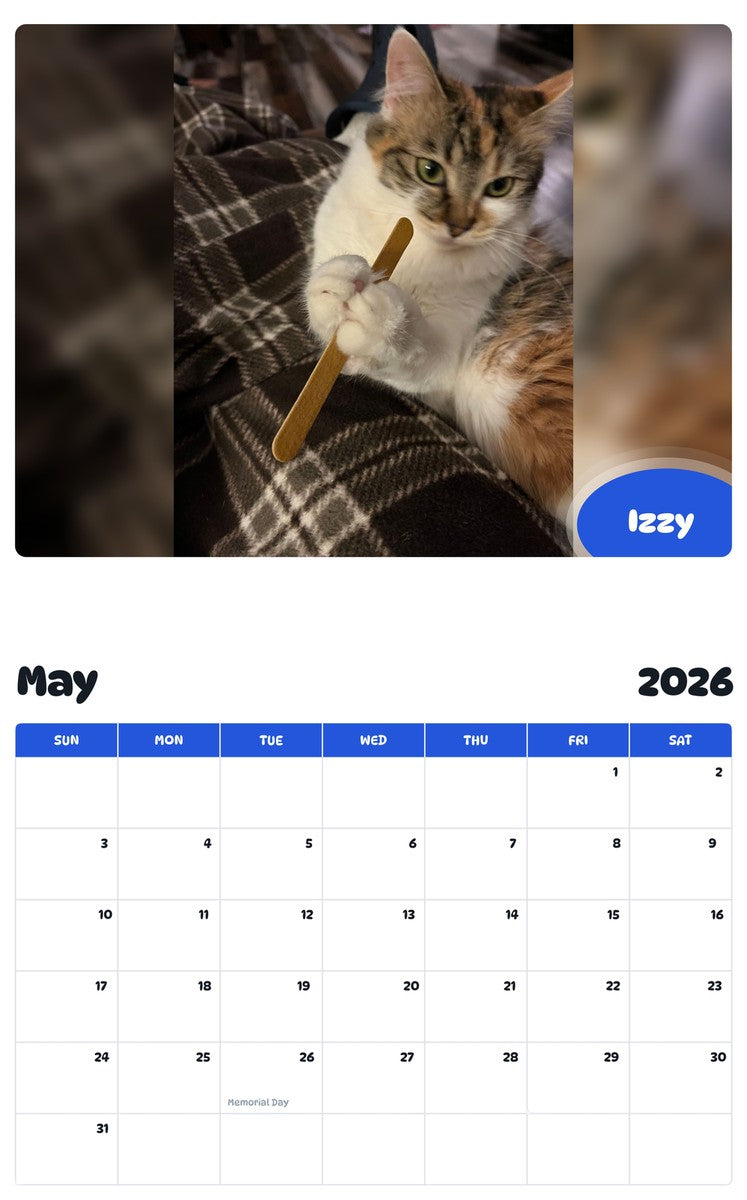 2026 - 2027 Izzy - Pawidols Pet Calendar