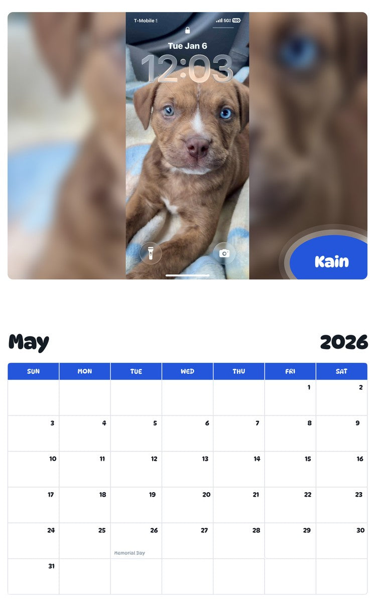 2026 - 2027 Kain - Pawidols Pet Calendar