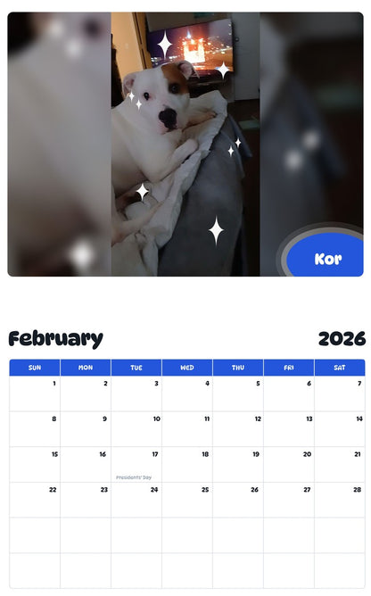 October 2025 - September 2026 Kor - Pawidols Pet Calendar
