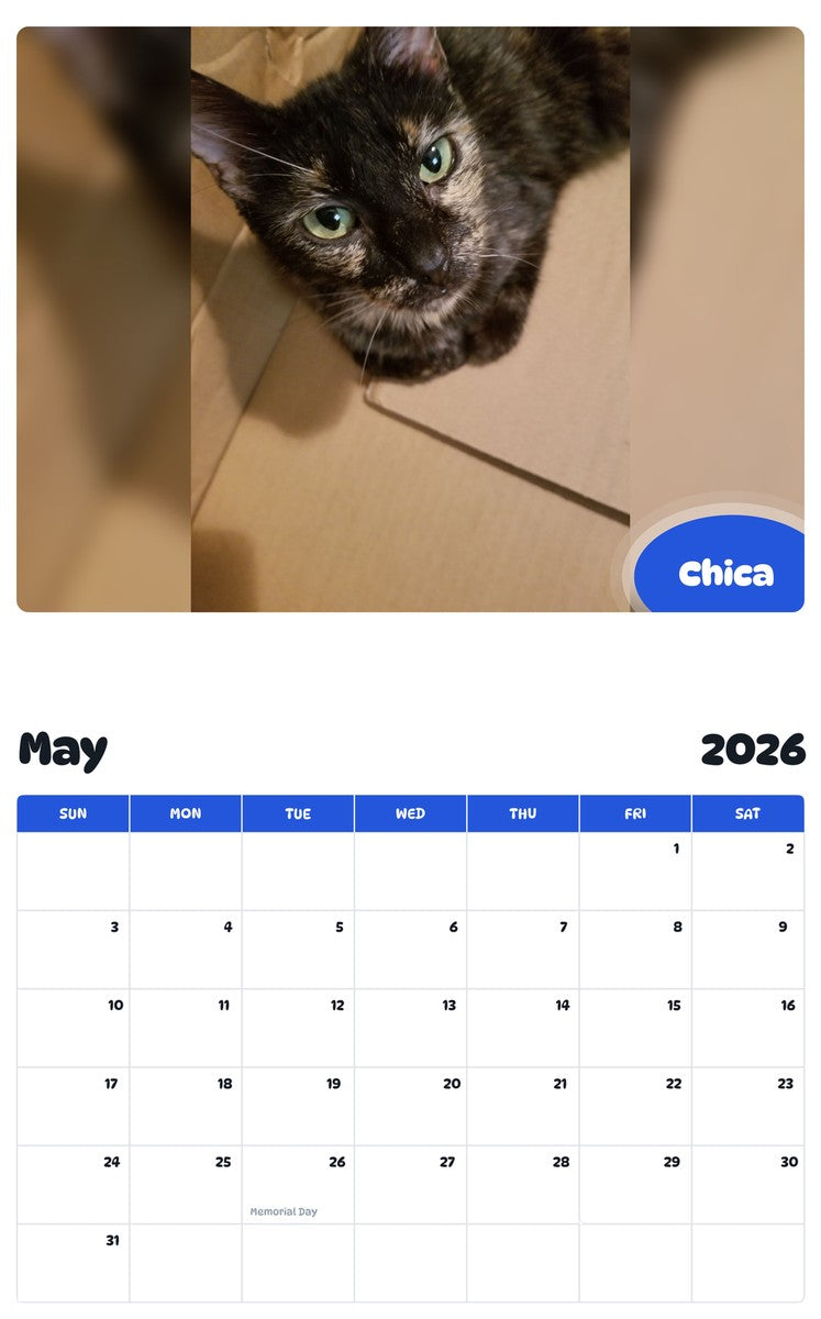 2026 - 2027 Chica - Pawidols Pet Calendar