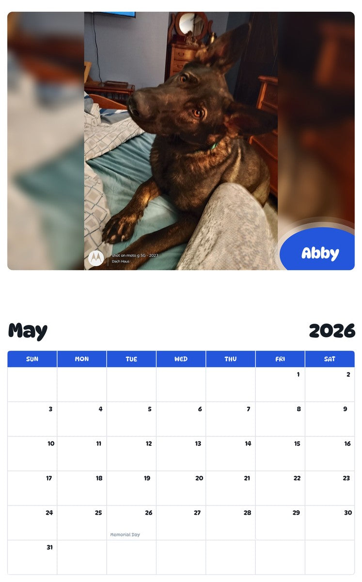 2026 - 2027 Abby - Pawidols Pet Calendar