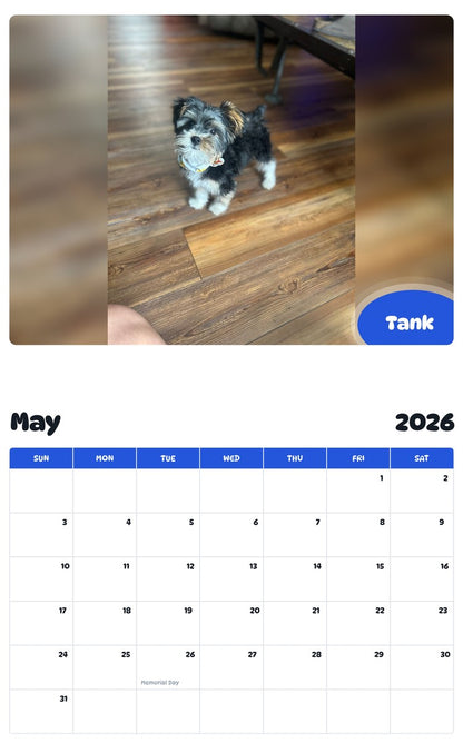 2026 - 2027 Tank - Pawidols Pet Calendar