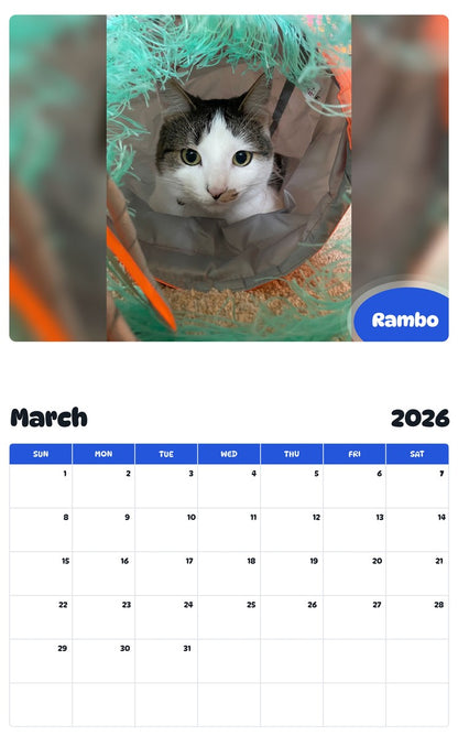 November 2025 - October 2026 Rambo - Pawidols Pet Calendar