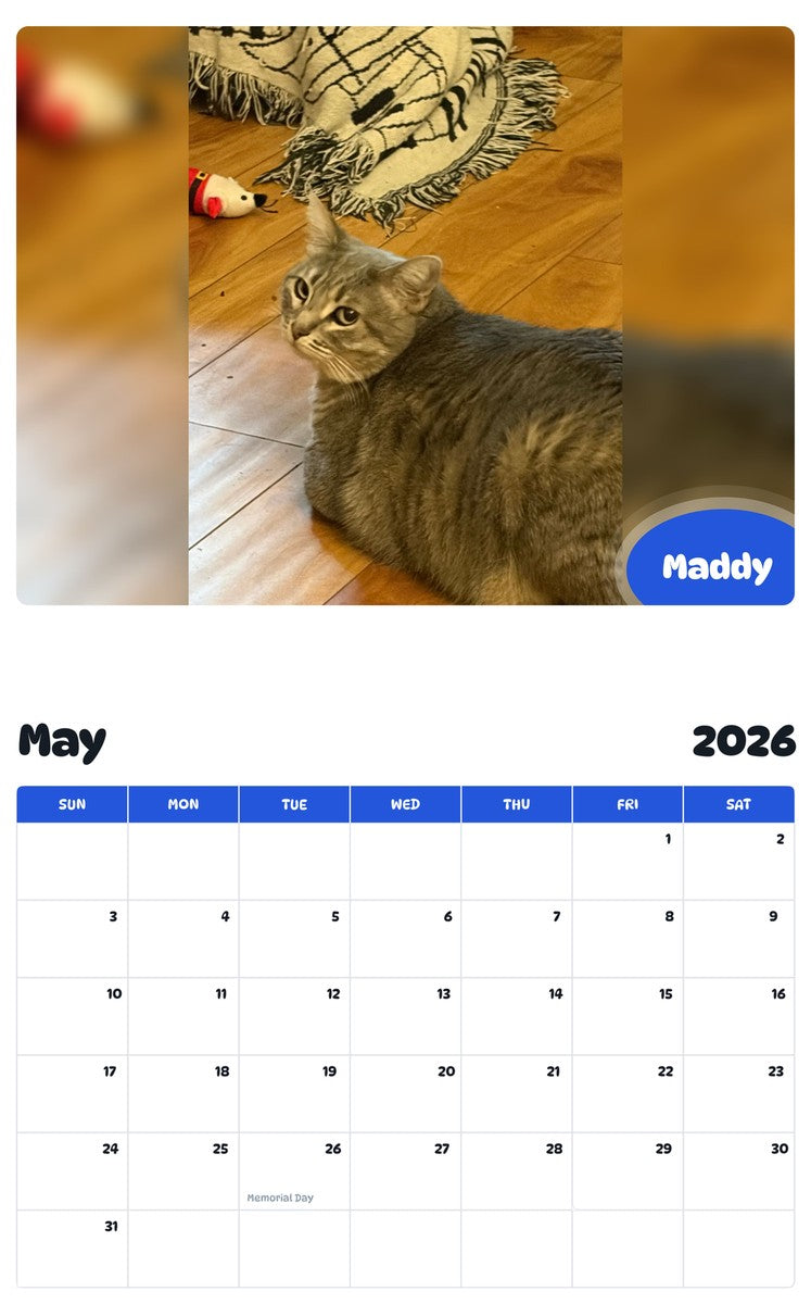 2026 - 2027 Maddy - Pawidols Pet Calendar