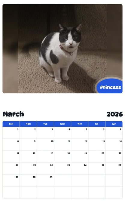 November 2025 - October 2026 Princess - Pawidols Pet Calendar