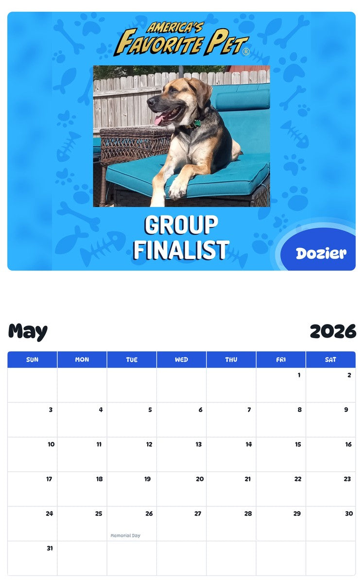 2026 - 2027 Dozier - Pawidols Pet Calendar