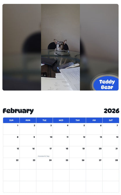 October 2025 - September 2026 Teddy Bear - Pawidols Pet Calendar