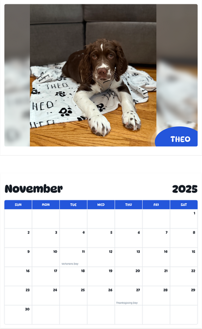 July 2025 - June 2026 Theo - Pawidols Pet Calendar