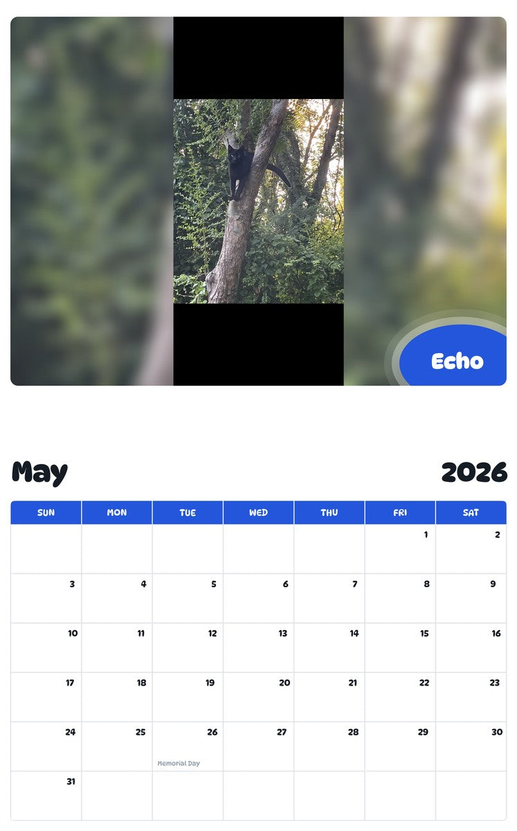 2026 - 2027 Echo - Pawidols Pet Calendar