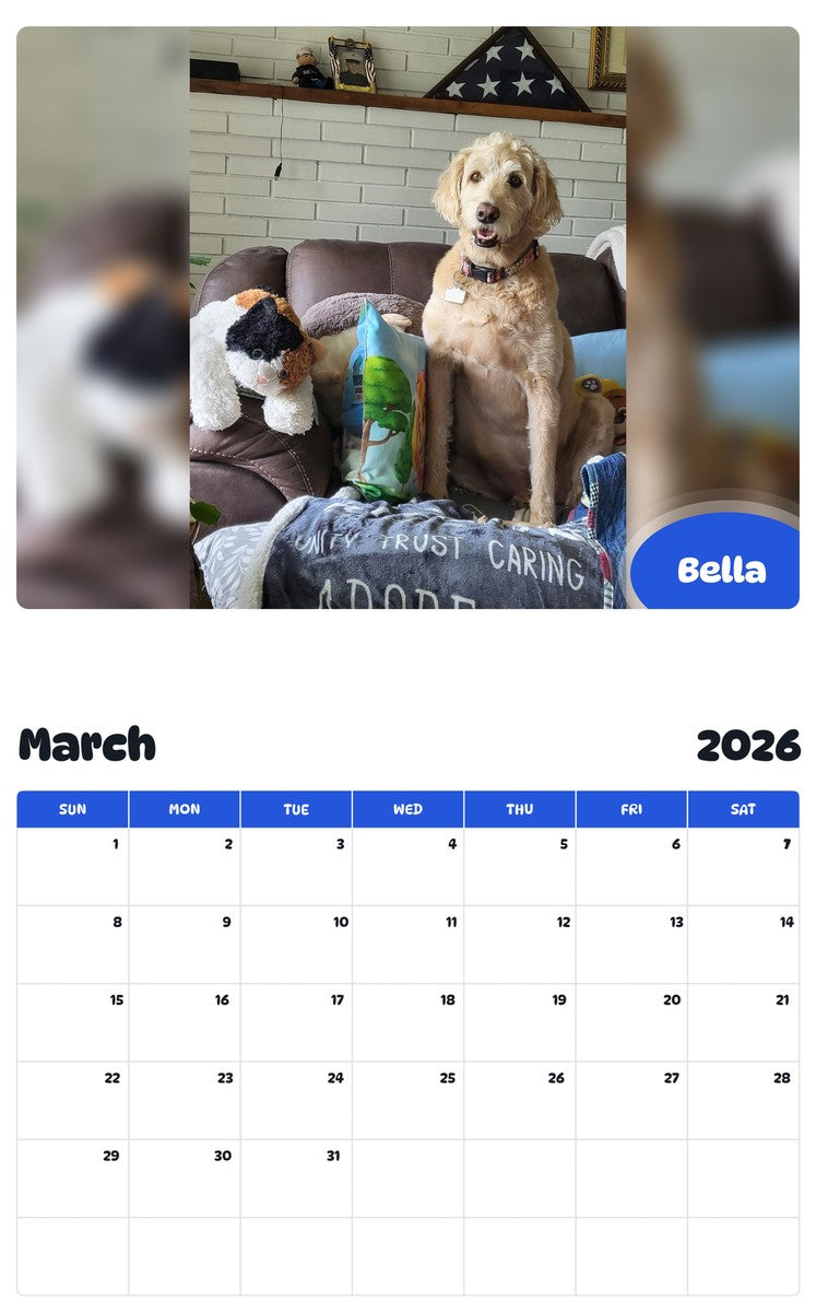 November 2025 - October 2026 Bella - Pawidols Pet Calendar